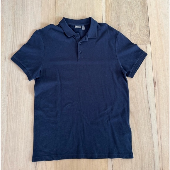 ASOS Navy Blue Quarter Button Casual Button Down Shirt Short Sleeve Size Medium - Picture 1 of 3